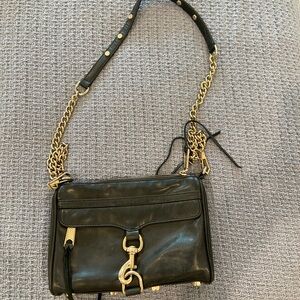Rebecca Minkoff Black and Gold Crossbody Bag with Glossy Finish